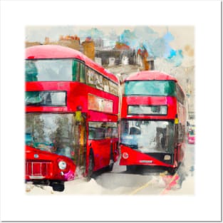 Double Decker Bus Traffic Posters and Art